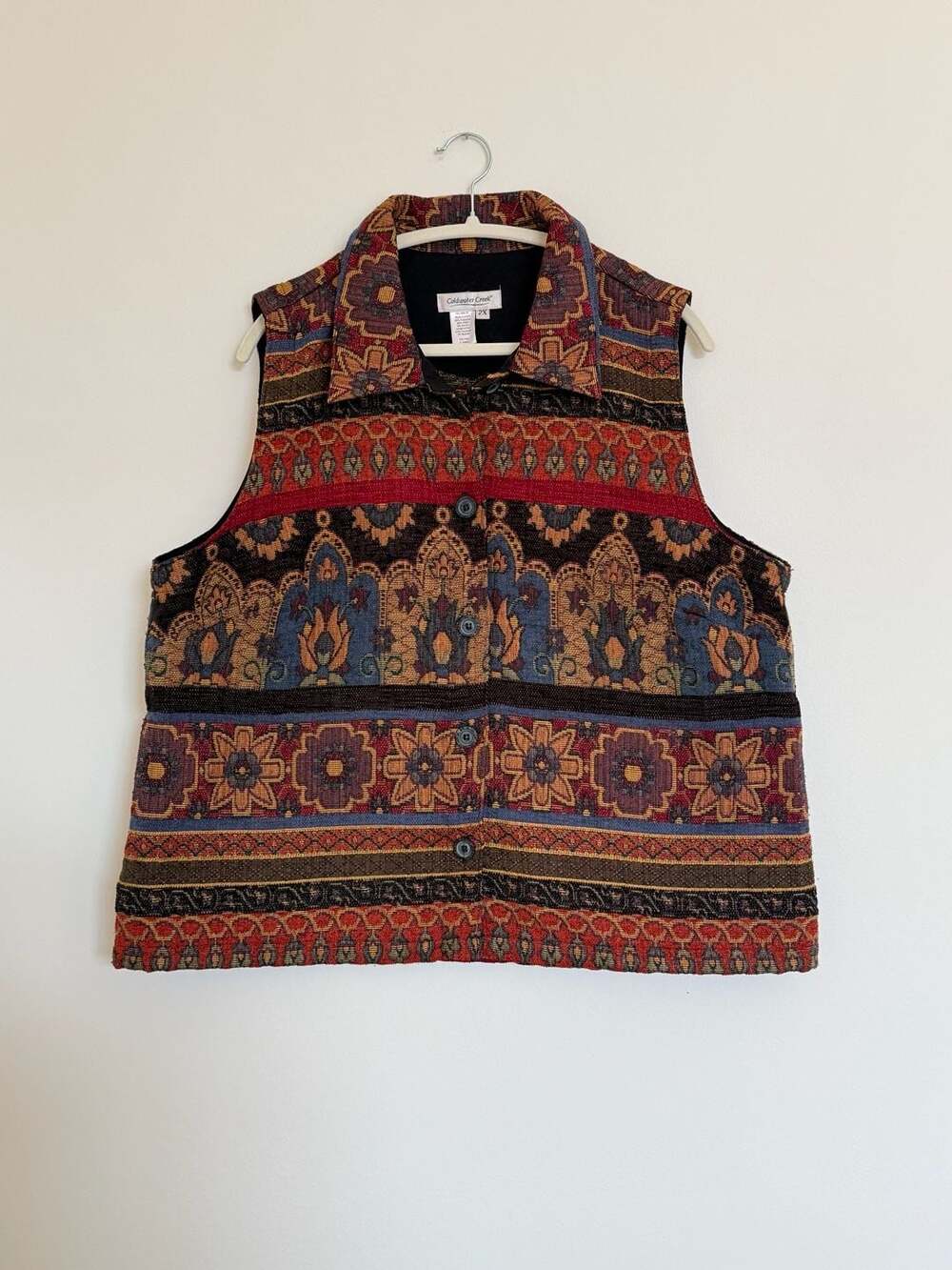 Coldwater Creek Vintage Tapestry Vest Southwestern Floral Geometric Print 2XL